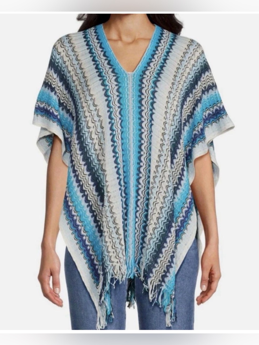 Missoni Light Weight Cotton Blue Poncho Size Small